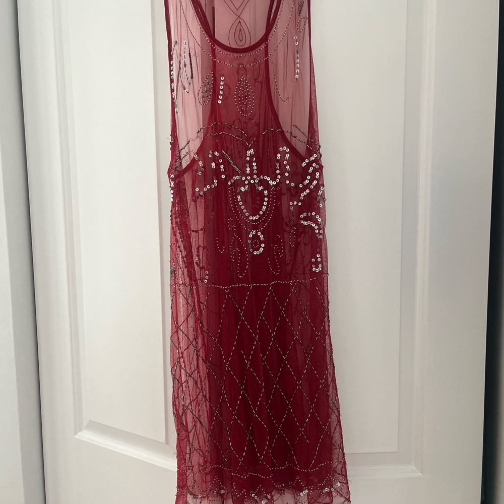 Elegant Red Beaded Dress